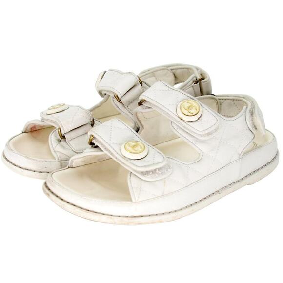 Chanel Dad Flats 38 Leather Lambskin Quilted Sandals CC-1110P-0003 - Picture 3 of 10